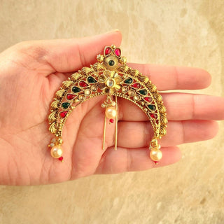 Lauren Multicolour Khopa / Ambada Clip Hair Bun Accessory - ECLAT INDIAN JEWELSMatha Patti, Sheesh PhoolMulticolour