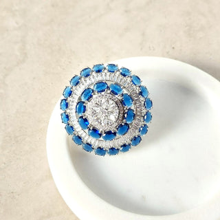 Layla Blue Adjustable Diamond Simulant Ring - ECLAT INDIAN JEWELSRingsBlue