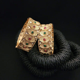 Layla Gold Plated Bangle Set (Only 2.10 Left) - ECLAT INDIAN JEWELSBangle, Kadas & Bracelets2.6