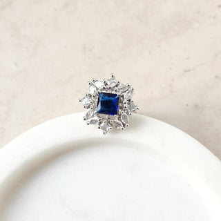 Leah Blue Adjustable Diamond Simulant Ring - ECLAT INDIAN JEWELSRingsBlue