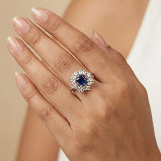 Leah Blue Adjustable Diamond Simulant Ring - ECLAT INDIAN JEWELSRingsBlue