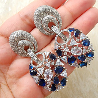 Leah Blue CZ Diamond Simulant Earrings - ECLAT INDIAN JEWELSEarringsBlue