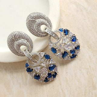 Leah Blue CZ Diamond Simulant Earrings - ECLAT INDIAN JEWELSEarringsBlue