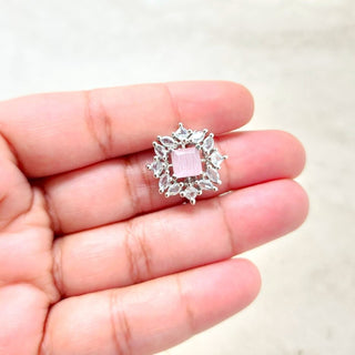 Leah Light Pink Adjustable Diamond Simulant Ring - ECLAT INDIAN JEWELSRingsPink