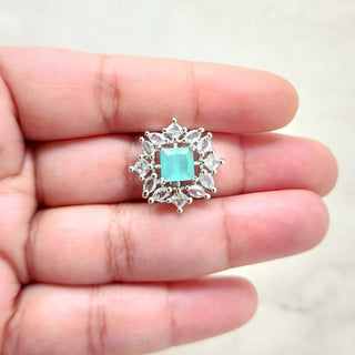 Leah Mint Green Adjustable Diamond Simulant Ring - ECLAT INDIAN JEWELSRingsGreen