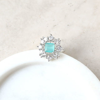 Leah Mint Green Adjustable Diamond Simulant Ring - ECLAT INDIAN JEWELSRingsGreen