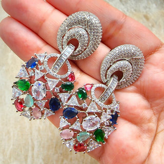 Leah Multicolour CZ Diamond Simulant Earrings - ECLAT INDIAN JEWELSEarringsMulticolour
