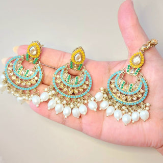 Leah Multicolour Polki Choker Necklace Set with Tikka - ECLAT INDIAN JEWELSNecklace SetsMulticolour