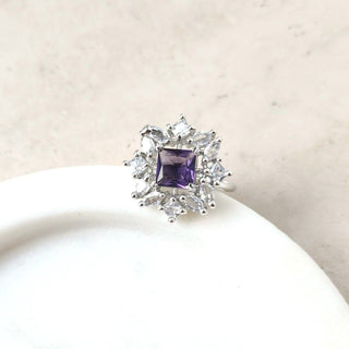 Leah Purple Adjustable Diamond Simulant Ring - ECLAT INDIAN JEWELSRingsPurple