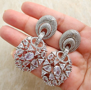 Leah White CZ Diamond Simulant Earrings - ECLAT INDIAN JEWELSEarringsWhite
