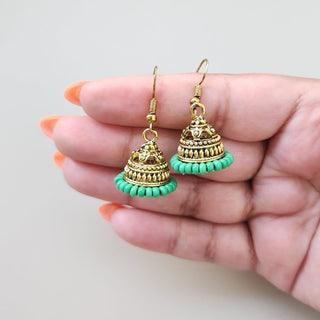 Lily Green Mini Jhumka Earrings - ECLAT INDIAN JEWELSEarringsGreen