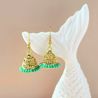 Lily Green Mini Jhumka Earrings - ECLAT INDIAN JEWELSEarringsGreen