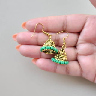 Lily Green Mini Jhumka Earrings - ECLAT INDIAN JEWELSEarringsGreen