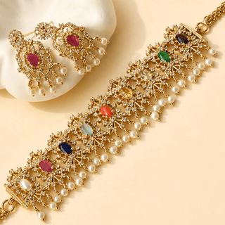 Lily Multicolour CZ Diamond Simulant Necklace Set - ECLAT INDIAN JEWELSNecklace SetsMulticolor