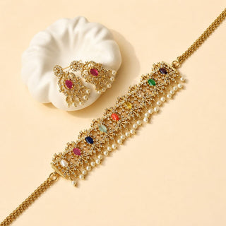 Lily Multicolour CZ Diamond Simulant Necklace Set - ECLAT INDIAN JEWELSNecklace SetsMulticolor