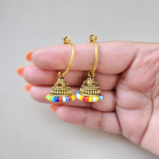 Lily Multicolour Mini Jhumka Earrings - ECLAT INDIAN JEWELSEarringsMulticolour