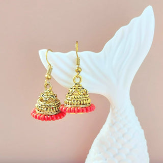 Lily Red Mini Jhumka Earrings - ECLAT INDIAN JEWELSEarringsRed