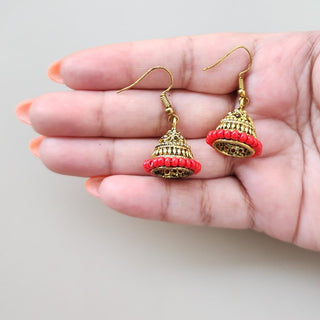 Lily Red Mini Jhumka Earrings - ECLAT INDIAN JEWELSEarringsRed
