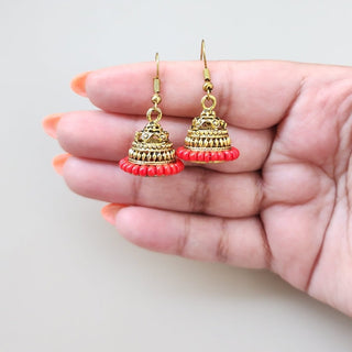 Lily Red Mini Jhumka Earrings - ECLAT INDIAN JEWELSEarringsRed