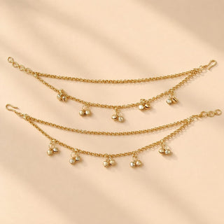 Lisa Gold Kashmiri Baahubali Earring Sahara Hair Chains - ECLAT INDIAN JEWELSEarringsGold