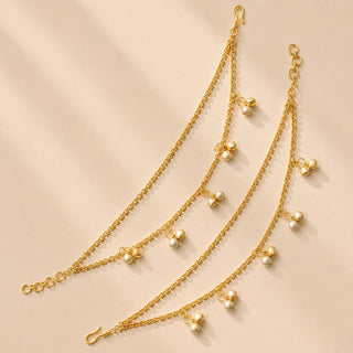 Lisa Gold Kashmiri Baahubali Earring Sahara Hair Chains - ECLAT INDIAN JEWELSEarringsGold