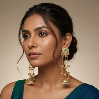 Lisa Multicolour Kashmiri Diamond Gold Finish Earrings - ECLAT INDIAN JEWELSKashmiri EarringsMulticolor