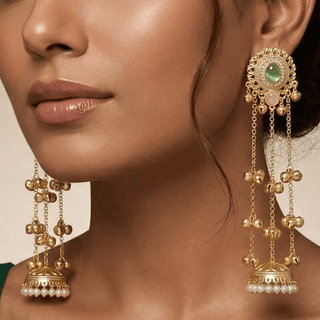 Lisa Multicolour Kashmiri Diamond Gold Finish Earrings - ECLAT INDIAN JEWELSKashmiri EarringsMulticolor