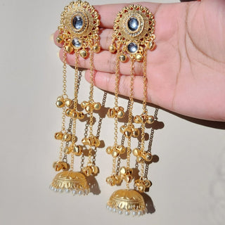Lisa White Kashmiri Diamond Gold Finish Earrings - ECLAT INDIAN JEWELSKashmiri EarringsWhite