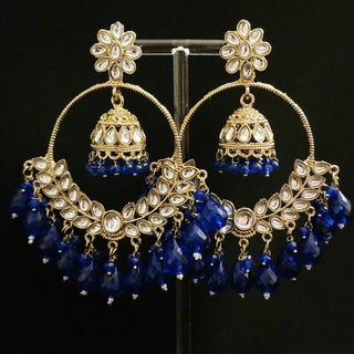 Lola Blue Kundan Chaandbali Earrings - ECLAT INDIAN JEWELSEarringsBlue