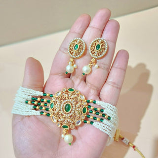 Louisa Green Kundan Choker Set - ECLAT INDIAN JEWELSChoker setsGreen