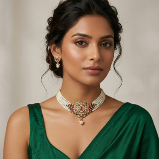 Louisa Multicolour Kundan Choker Set - ECLAT INDIAN JEWELSChoker setsMulticolour