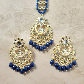 Lucie Blue Kundan Tikka Set - ECLAT INDIAN JEWELSTikka SetsBlue