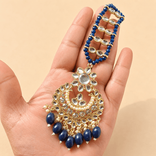 Lucie Blue Kundan Tikka Set - ECLAT INDIAN JEWELSTikka SetsBlue