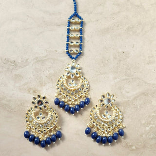 Lucie Blue Kundan Tikka Set - ECLAT INDIAN JEWELSTikka SetsBlue