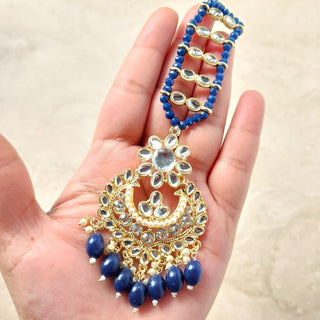 Lucie Blue Kundan Tikka Set - ECLAT INDIAN JEWELSTikka SetsBlue