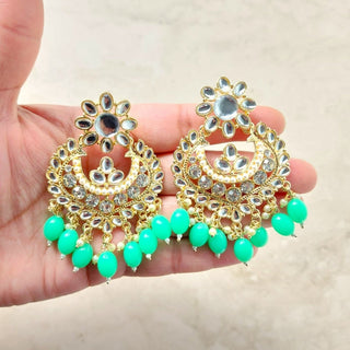 Lucie Mint Green Kundan Tikka Set - ECLAT INDIAN JEWELSTikka SetsGreen