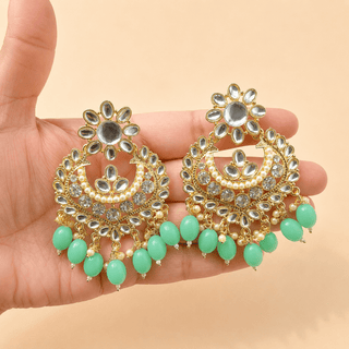 Lucie Mint Green Kundan Tikka Set - ECLAT INDIAN JEWELSTikka SetsGreen