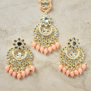 Lucie Peach Kundan Tikka Set - ECLAT INDIAN JEWELSTikka SetsPeach