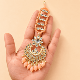 Lucie Peach Kundan Tikka Set - ECLAT INDIAN JEWELSTikka SetsPeach