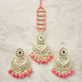 Lucy Peach Kundan Tikka Set - ECLAT INDIAN JEWELSTikka SetsPeach