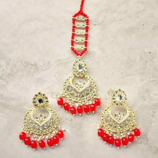 Lucy Red Kundan Tikka Set - ECLAT INDIAN JEWELSTikka SetsRed