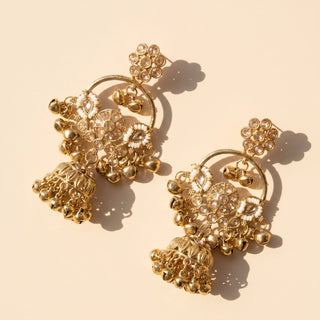 Lucy White Victorian Gold Kashmiri Jhumka Earrings - ECLAT INDIAN JEWELSEarringsWhite