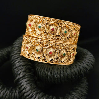 Luna Gold Plated Bangle Set (Only 2.10 Left) - ECLAT INDIAN JEWELSBangle, Kadas & Bracelets2.6