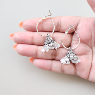Luna White Mini Jhumka Earrings - ECLAT INDIAN JEWELSEarringsWhite