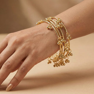 Lydiah Gold Finish Kashmiri Ghungroo Bangles (Set of 4) - ECLAT INDIAN JEWELSBangle, Kadas & Bracelets2.4