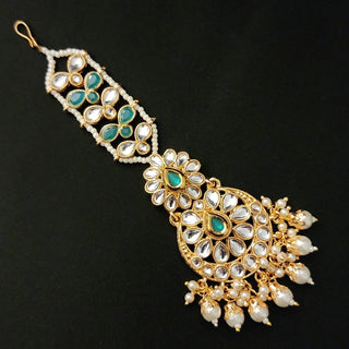 Lyssa Kundan Gold plated Maang Tikka - ECLAT INDIAN JEWELSMaang TikkaGreen