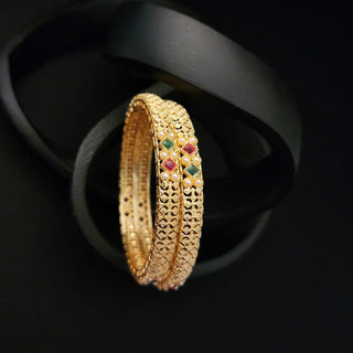Mackenzie Multicolour Gold Bangles (Pair) (2.4, 2.6, 2.8) - ECLAT INDIAN JEWELSBangle, Kadas & Bracelets2.6