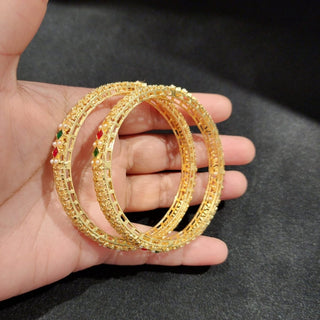 Mackenzie Multicolour Gold Bangles (Pair) (2.4, 2.6, 2.8) - ECLAT INDIAN JEWELSBangle, Kadas & Bracelets2.6