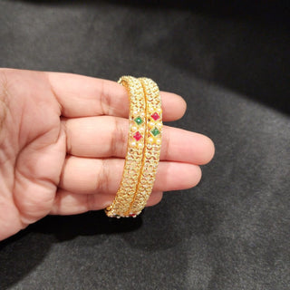Mackenzie Multicolour Gold Bangles (Pair) (2.4, 2.6, 2.8) - ECLAT INDIAN JEWELSBangle, Kadas & Bracelets2.6