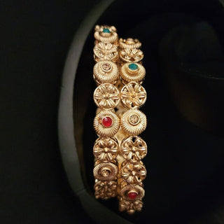Madeline Multicolour Gold Kada Bangles (Pair) (2.4, 2.6, 2.8) - ECLAT INDIAN JEWELSBangle, Kadas & Bracelets2.6